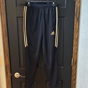 adidas Black Track Pants with Cream Stripes